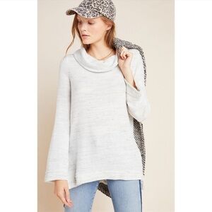 NWT Maeve Anthropologie Risa Split Hem Cowl Neck Sweater Ivory Grey size S